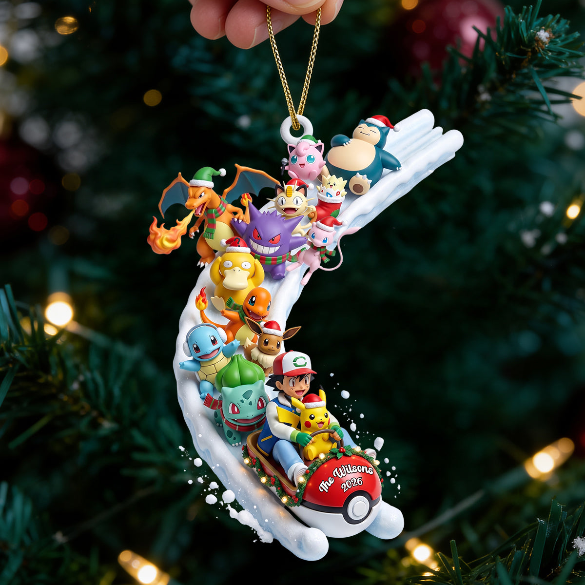 Cute Monster On Snow Slide Ornament - Personalized Gifts 01QHDT160926