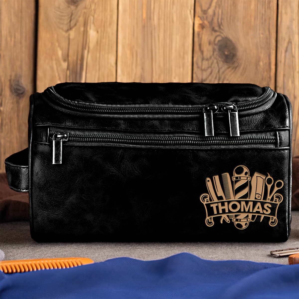 Personalized Gifts For Barber Leather Toiletry Bag 01hupu070325-Homacus
