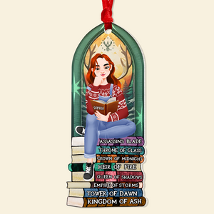 Personalized Gift For Book Lovers 05HUPU170924PA Ornament A Girl Sitting On Stack Of Books Reading-Homacus