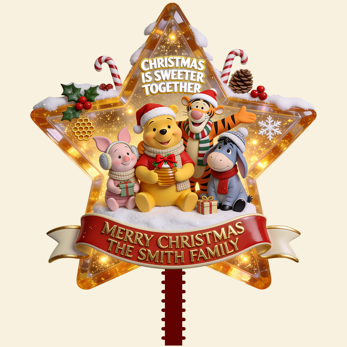 Christmas Is Sweeter Together Tree Topper - Personalized Christmas Gifts For Family 06pgdt050826