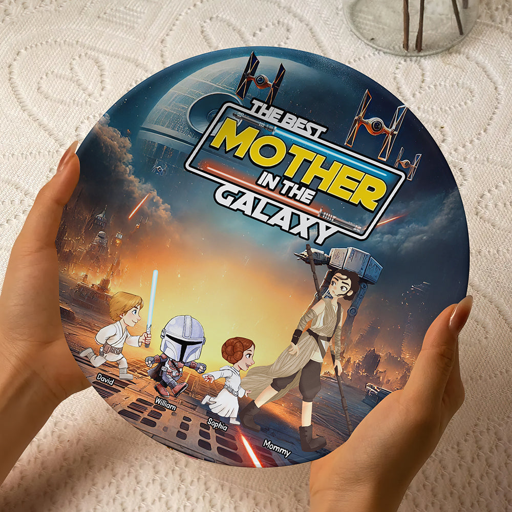 Galaxy Mom Ceramic Round Plate - Personalized Gift For Mom 05XQQN090425-Homacus