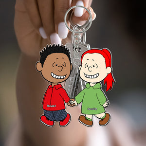 Couple Keychain - Personalized Gift For Couple Hand In Hand-Homacus