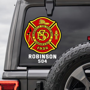 Custom Fire Department Badge Gifts For Firefighter Car Decal 05qhqn300724-Homacus