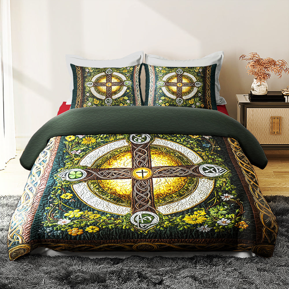 Gifts For Christian Quilt Bedding Set Special Line - St. Patrick's Edition, Celtic Cross 01tgqn180125-Homacus