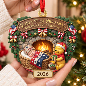 Lovely Baby Warming By The Fire Pit - America 250 Acrylic Ornament - Personalized Christmas Gift 01tydh240826