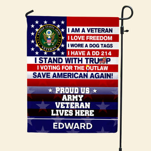 Personalized Gifts For Soldier Garden Flag 01NADT100724 Proud Veteran American Flag-Homacus