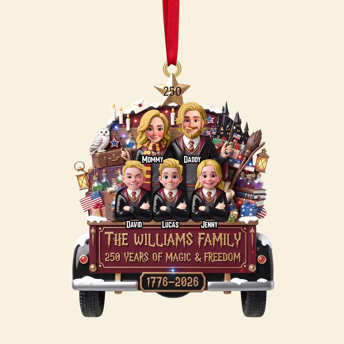 250 Years Of Magical & Freedom Christmas Ornament - Personalized Gifts For Family 03tytn2508526-Homacus
