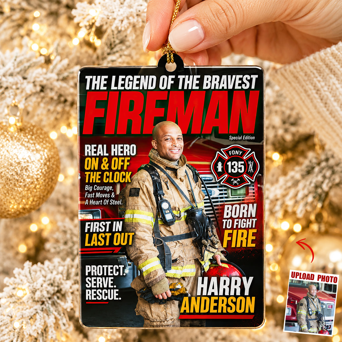 Custom Photo Firefighter Ornament - Personalized Christmas Gifts 04hudt260826