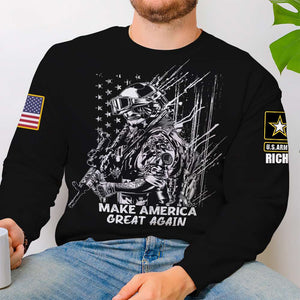 Custom Military Rank Gifts For Veteran Shirt Skull Soldier with USA Flag 02ACQN160724-Homacus