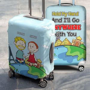 Personalized Gifts For Couple Luggage Cover Holding Hand Cartoon Couple 02XQLU261224HH-Homacus