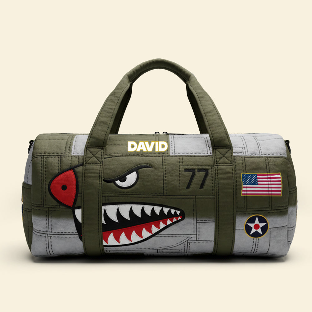 Personalized Gifts For Veterans Airplane Shark Quilted Duffle Bag 04natn080925-Homacus