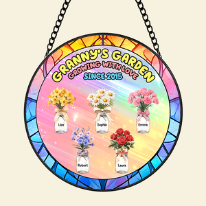 Birth Month Flower Window Hanging Stained Glass Ornament - Personalized Gift For Grandma 01KAPU260325-Homacus