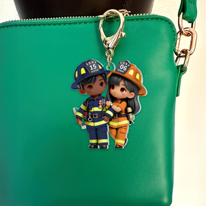 Personalized Gifts For Couple Keychain Firefighter Couple 03ohpu060225-Homacus