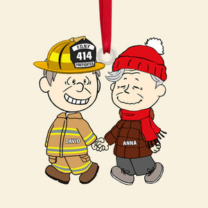 Personalized Gift For Firefighter Couple Christmas Ornament, Happily Holding Hand 04qhtn281124da-Homacus