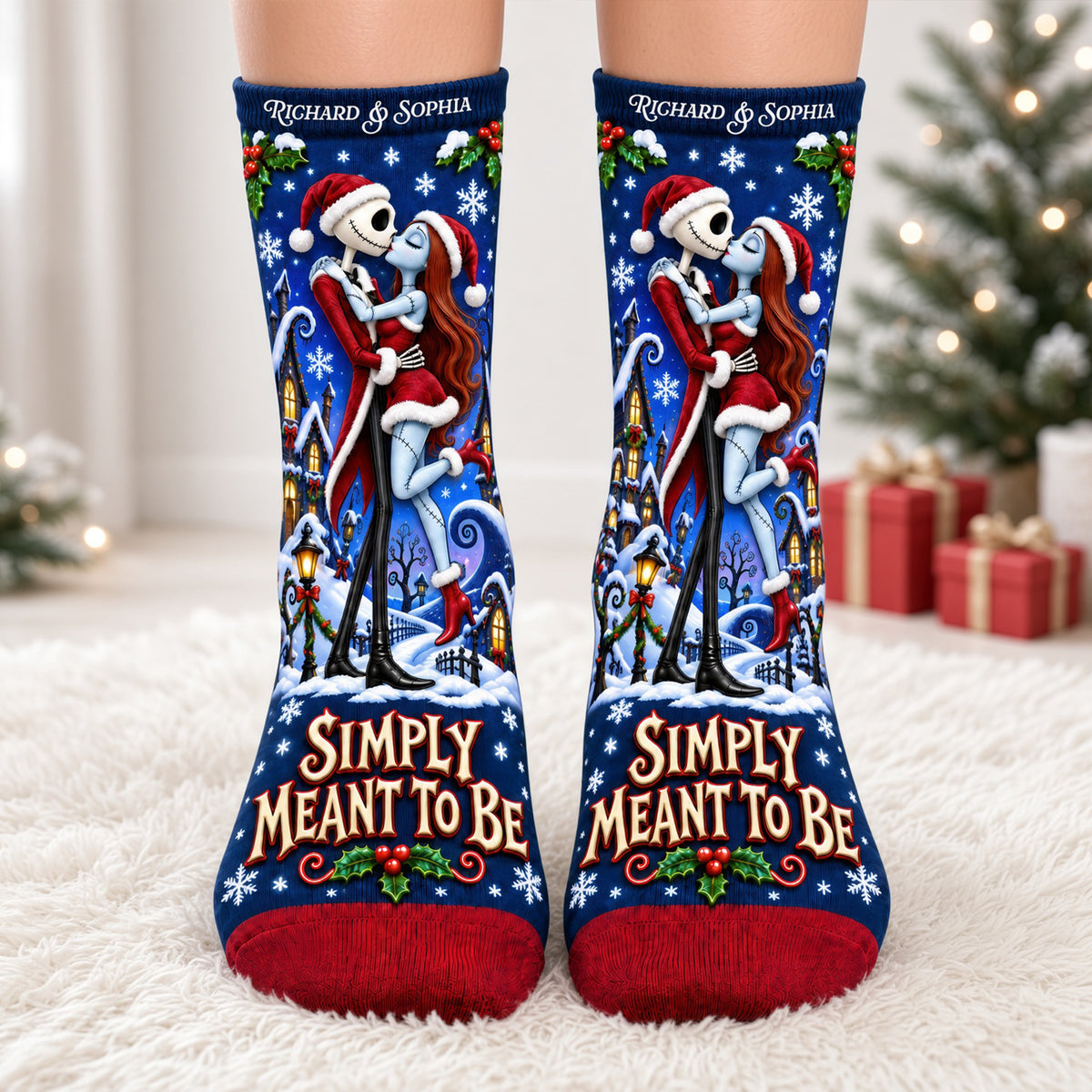 Dark Whimsical Couple Middle Tube Socks - Personalized Christmas Gifts For Couples 04TYQN190926