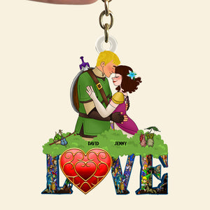 Personalized Gifts For Couple Keychain 03qhtn061224hg Couple Playing Game Together-Homacus