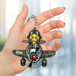 Gift For Fighter Pilot, Personalized Keychain, Duck Keychain 03hupo080723-Homacus