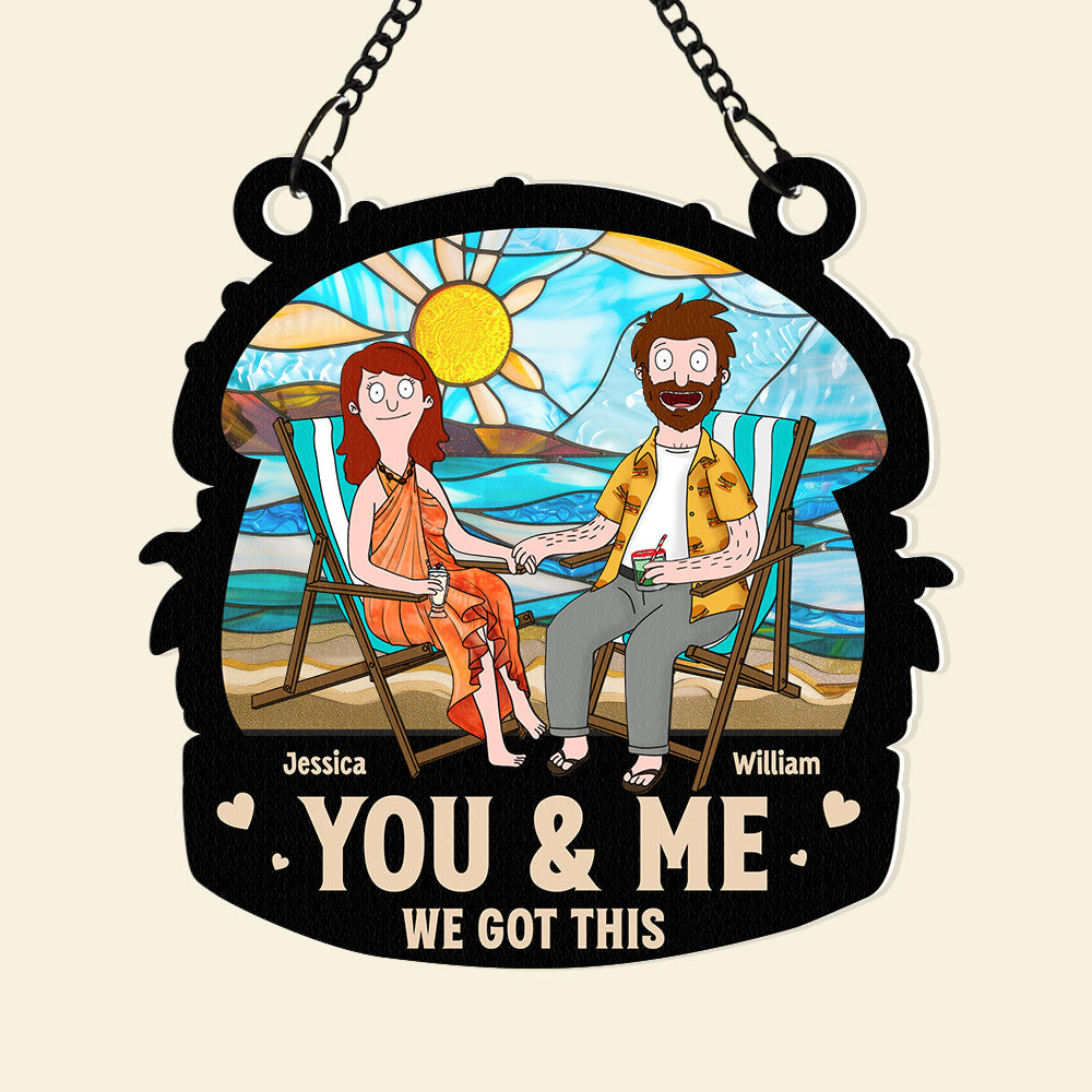 Personalized Gifts For Couple Window Hanging Suncatcher Ornament Summer Beach Couple-Homacus