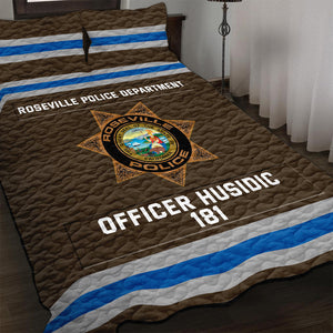 Police Quilt Bedding Set Special Line With Department Logo - Custom Police Station Patches With Name, Number Tag Gifts For Police Officer & Law Enforcement 05qhqn080125-Homacus