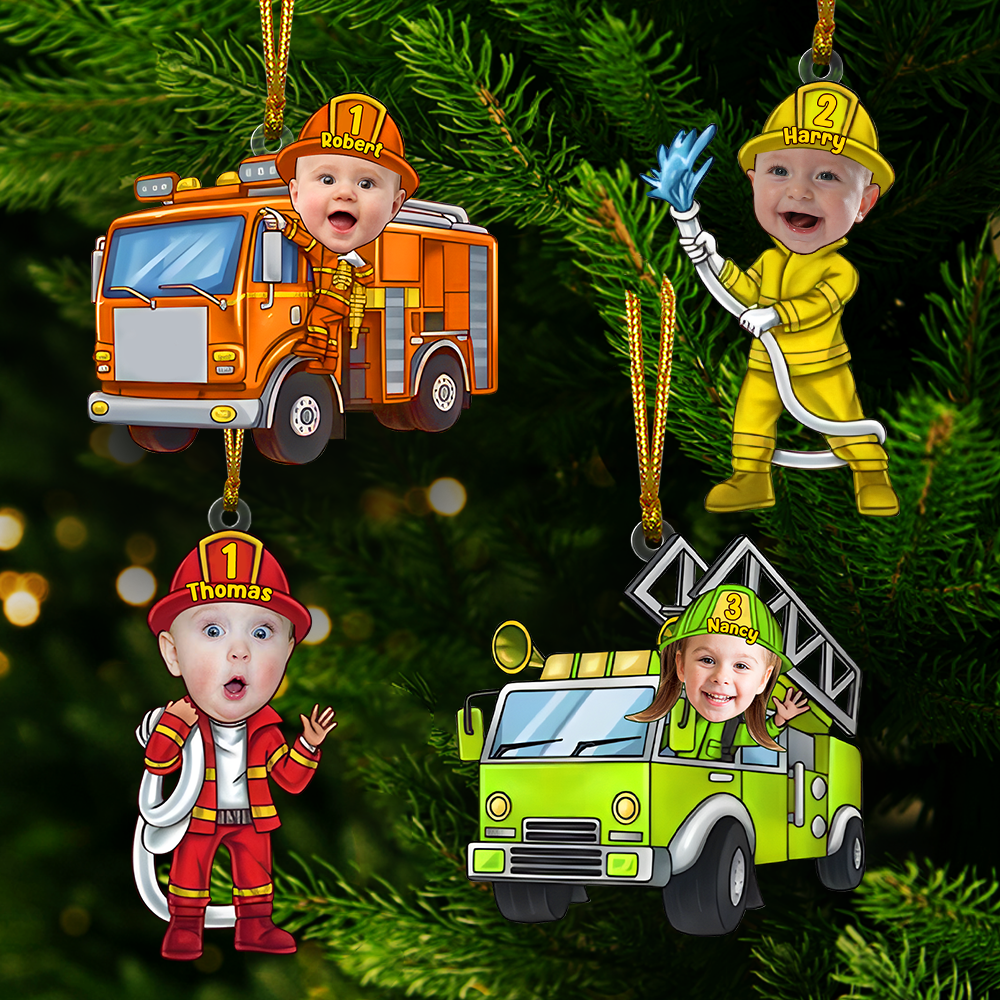 Custom Photo Funny Gifts For Kid Christmas Firefighter Ornament 01xqpu191124-Homacus