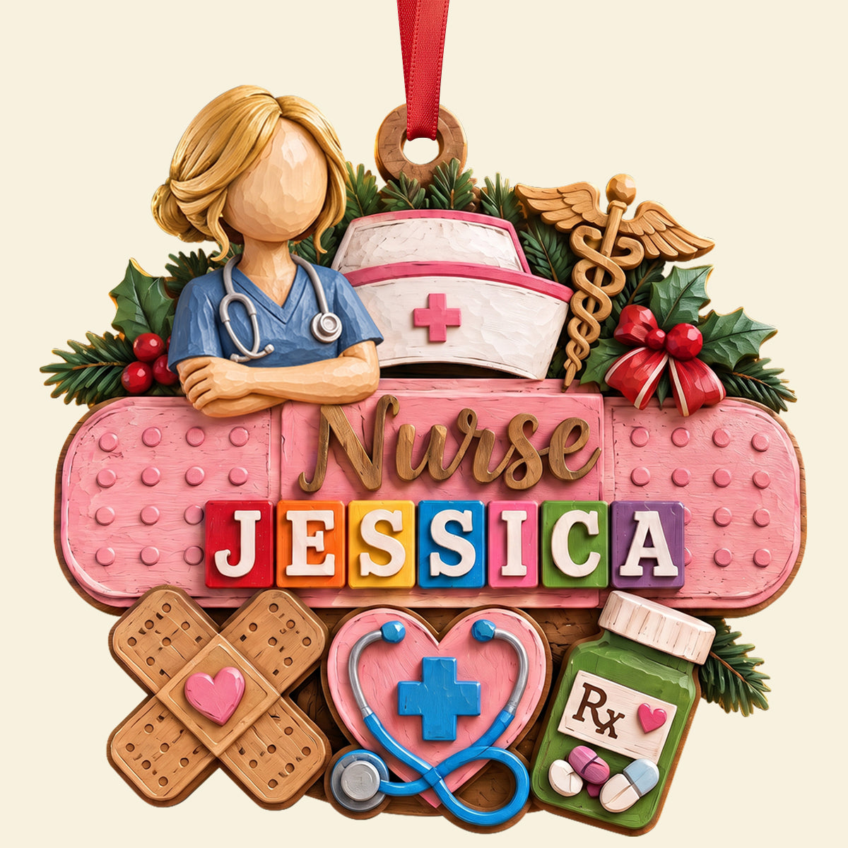Dedicate Nurse Wood Effect Ornament, Personalized Gifts For Nurse, RN, CNA,... 01QHDT161026-Homacus