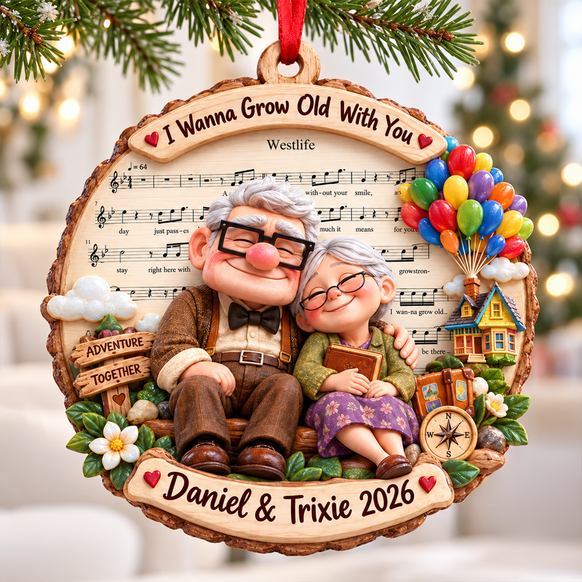 Love Is The Greatest Adventure Acrylic Ornament - Personalized Christmas Gifts For Couples 10huqn221026-Homacus