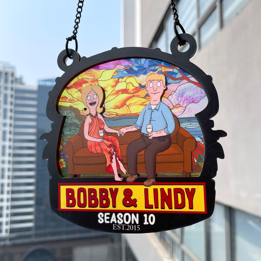 You And Me, Seasons Series - Personalized Christmas Suncatcher Ornament - Burger Couple Ornament-Homacus