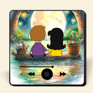 Personalized Gifts For Cartoon Lover Music & Photo Fridge Magnet Couple Sitting Together See the moon 04XQMH101224HG-Homacus