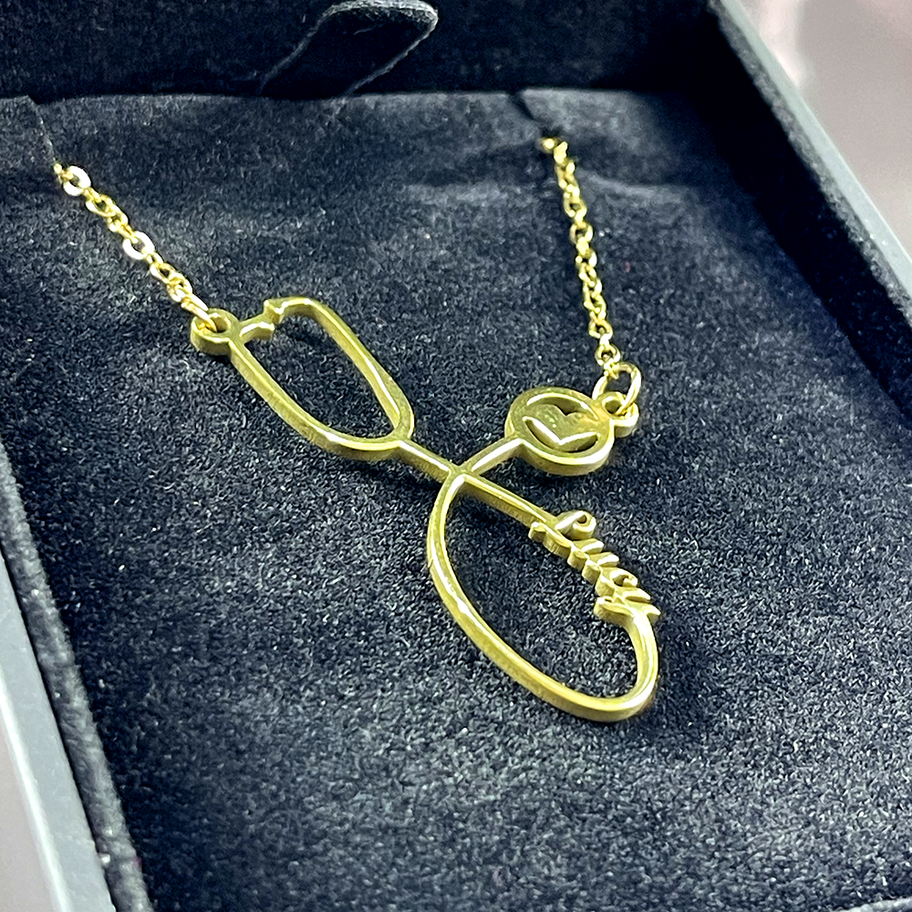 Personalized Name Necklace - Stethoscope Charm 07-Homacus