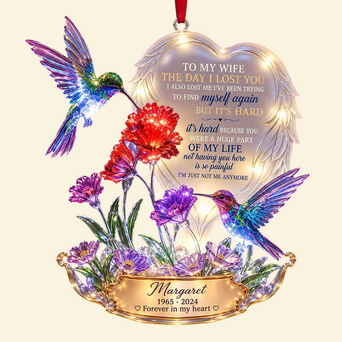 A Part In Heaven Hummingbird Couple Ornament - Personalized Keepsake To Remember The Departed One 05QHTA141026-Homacus