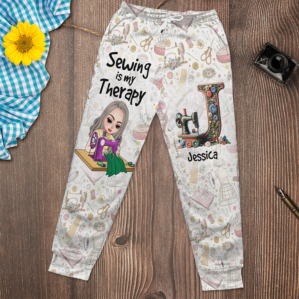 Personalized Gifts For Sewing Lovers 3D Sweatpants Custom Alphabet Letter-Homacus