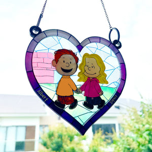 Personalized Gifts For Couple Suncatcher Ornament 01QHQN230424DA Handing Couple-Homacus