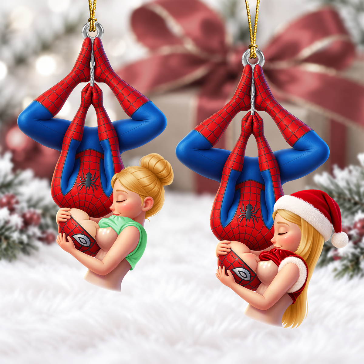 Upside Down Naughty Kiss Couple Ornament - Personalized Christmas Gifts For Couple 07huqn211026-Homacus