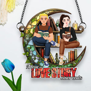 Personalized Gifts For Couple Suncatcher Ornament Book Lover 02XQDT031224PA-Homacus