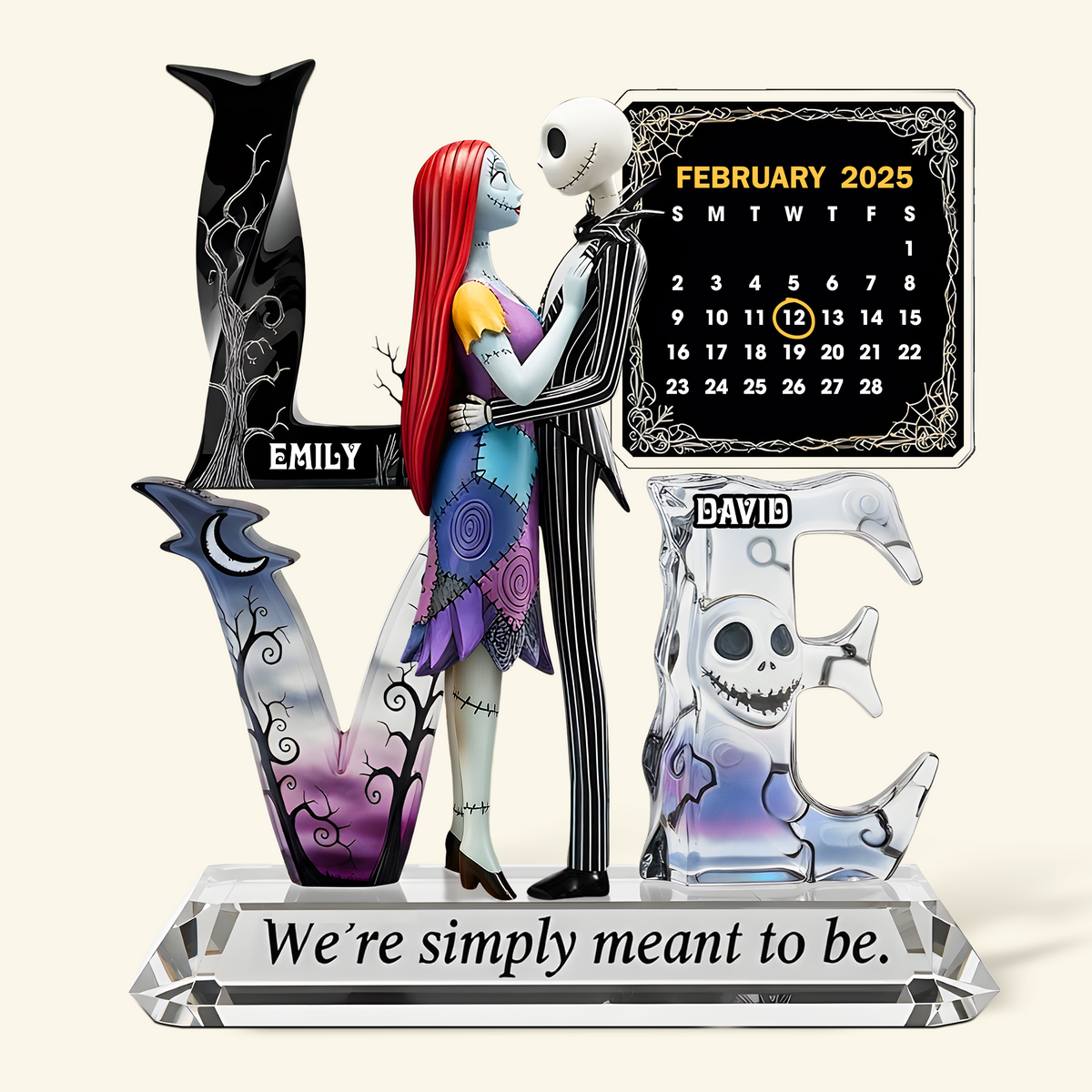 Romantic Skull Couple Acrylic Plaque Personalized Anniversary Gifts 06topu260625-Homacus