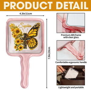 Butterfly Cross Floral Handheld Mirror – Personalized Gifts For Christians 04huqn051225-Homacus