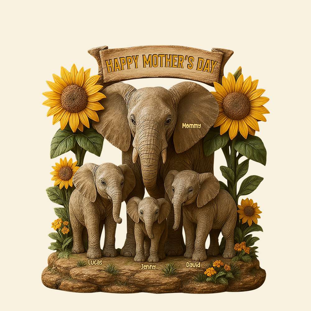 Elephant Mom Plaque - Personalized Christmas Gifts For Mom 01xqtn080425-Homacus