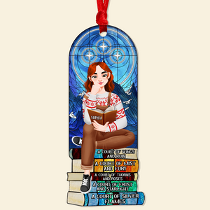 Personalized Christmas Gifts For Book Lovers Ornament 04hupu160924pa A Girl Sitting On Stack Of Books Reading-Homacus