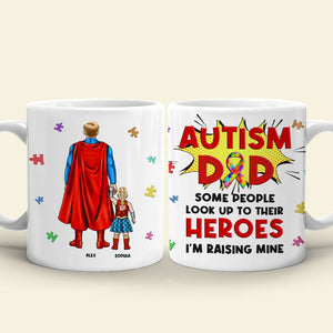 Personalized Gifts For Autism Dad Coffee Mug Father's Day Super Dad And Kids 042TOMH240225PA-Homacus