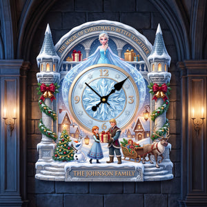 Snowy Christmas Hanging Wall Clock – Personalized Gifts For Family 04HAQN010826-Homacus
