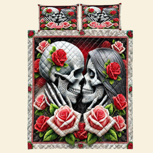 Personalized Gifts For Skull Couple Quilt Bedding Set 03OHTN100125-Homacus