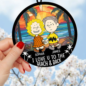 Personalized Gift For Couple Suncatcher Ornament, Cartoon Couple Hand in Hand On The Beach Summer 05todc190724hh-Homacus