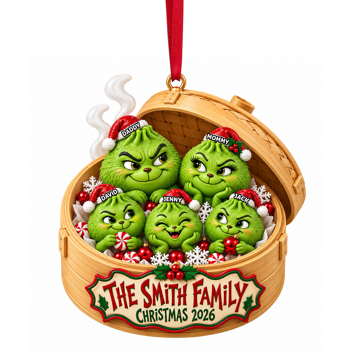 Christmas Dumpling Family Ornament - Personalized Gifts For Family Christmas Ornament 03TYTN011026