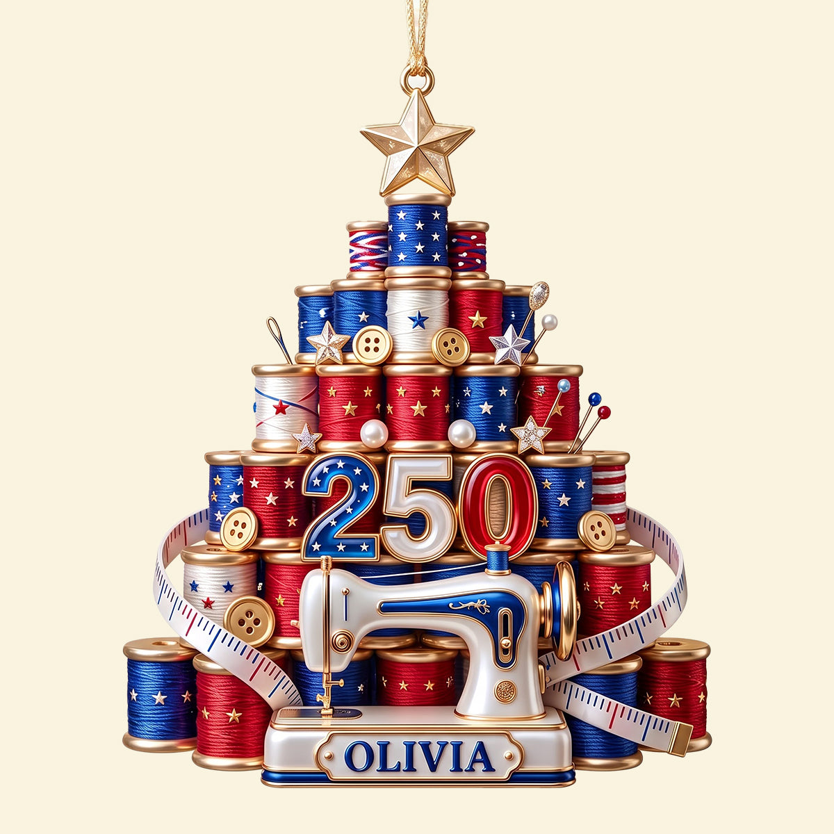 Festive Stitching Machine Ornament - Personalized Gift For Sewing Lovers 05PGTN050926-Homacus