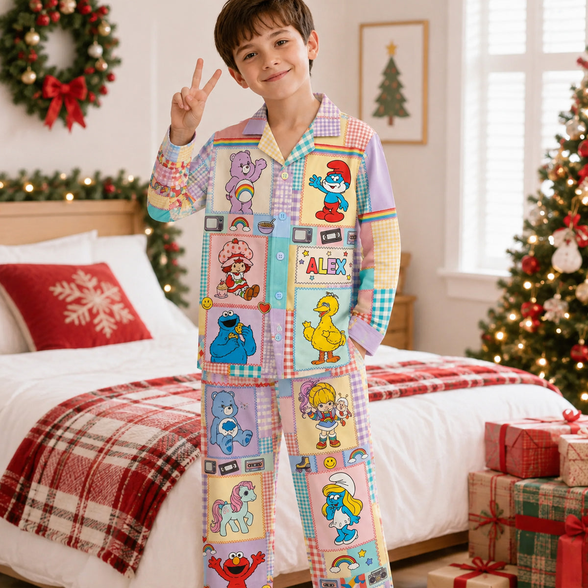 Lovely Nostalgic Cartoon Characters Pajama Set - Personalized Gifts 06naqn260826