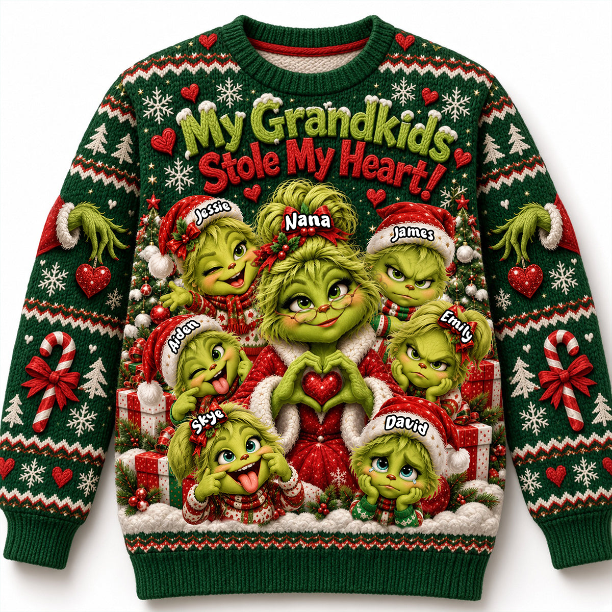My Grandkids Stole My Heart Knitted Ugly Sweater - Personalized Gifts For Grandparents Christmas Ugly Sweater 03NATA131026-Homacus