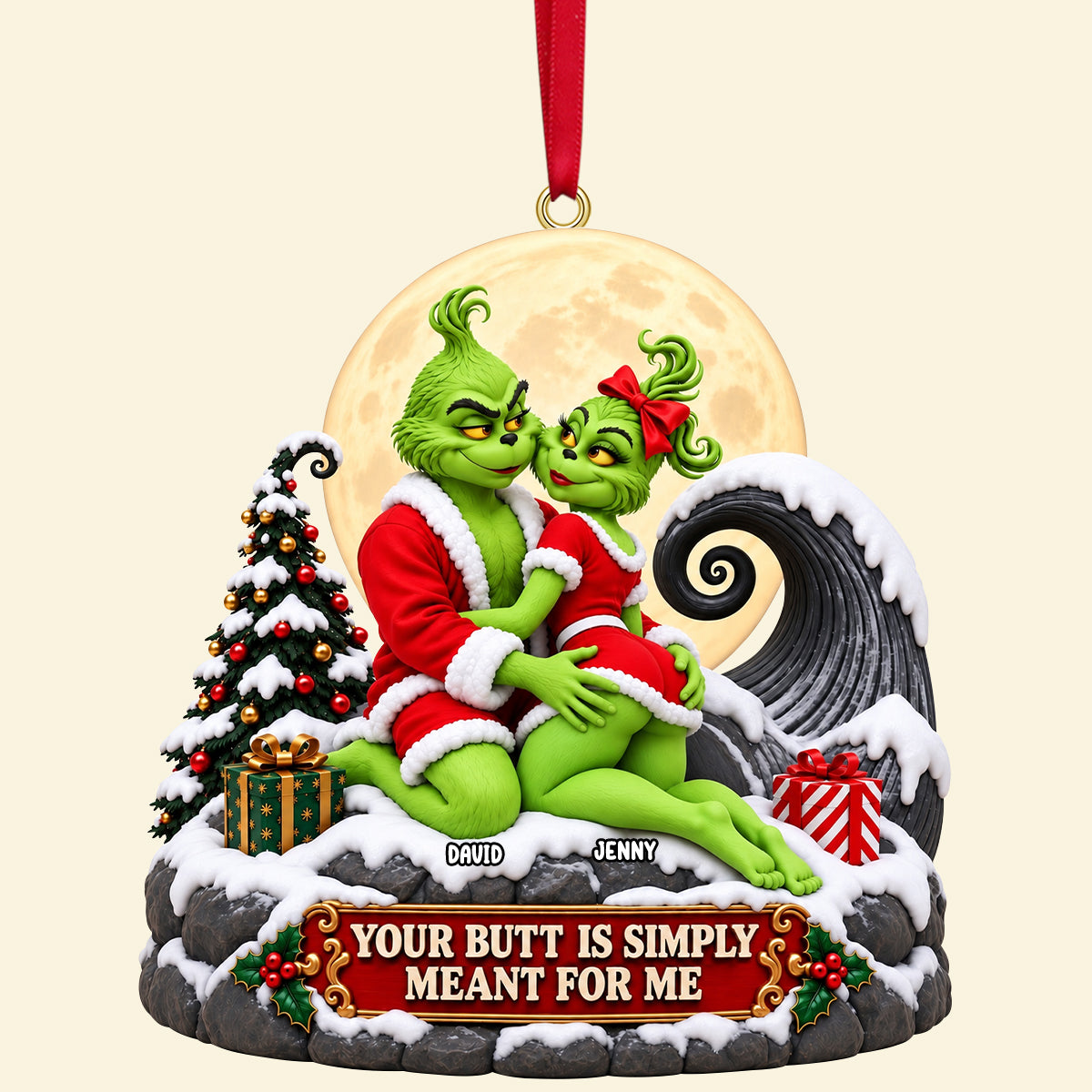 Funny Naughty Couple Xmas Ornament - Personalized Gifts For Couple 06OHTN191026-Homacus