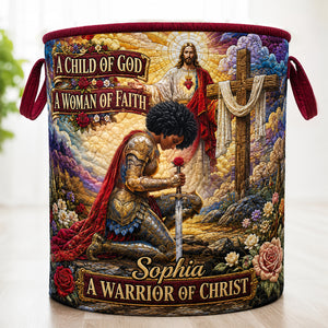 Kneeling Knight Quilted Laundry Basket - Personalized Gifts For Christians 01hudt180726-Homacus