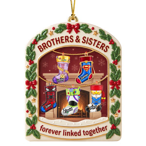 Brothers And Sisters Fireplace Christmas Stockings Acrylic Ornament - Personalized Christmas Gift For Family 02naqn240926