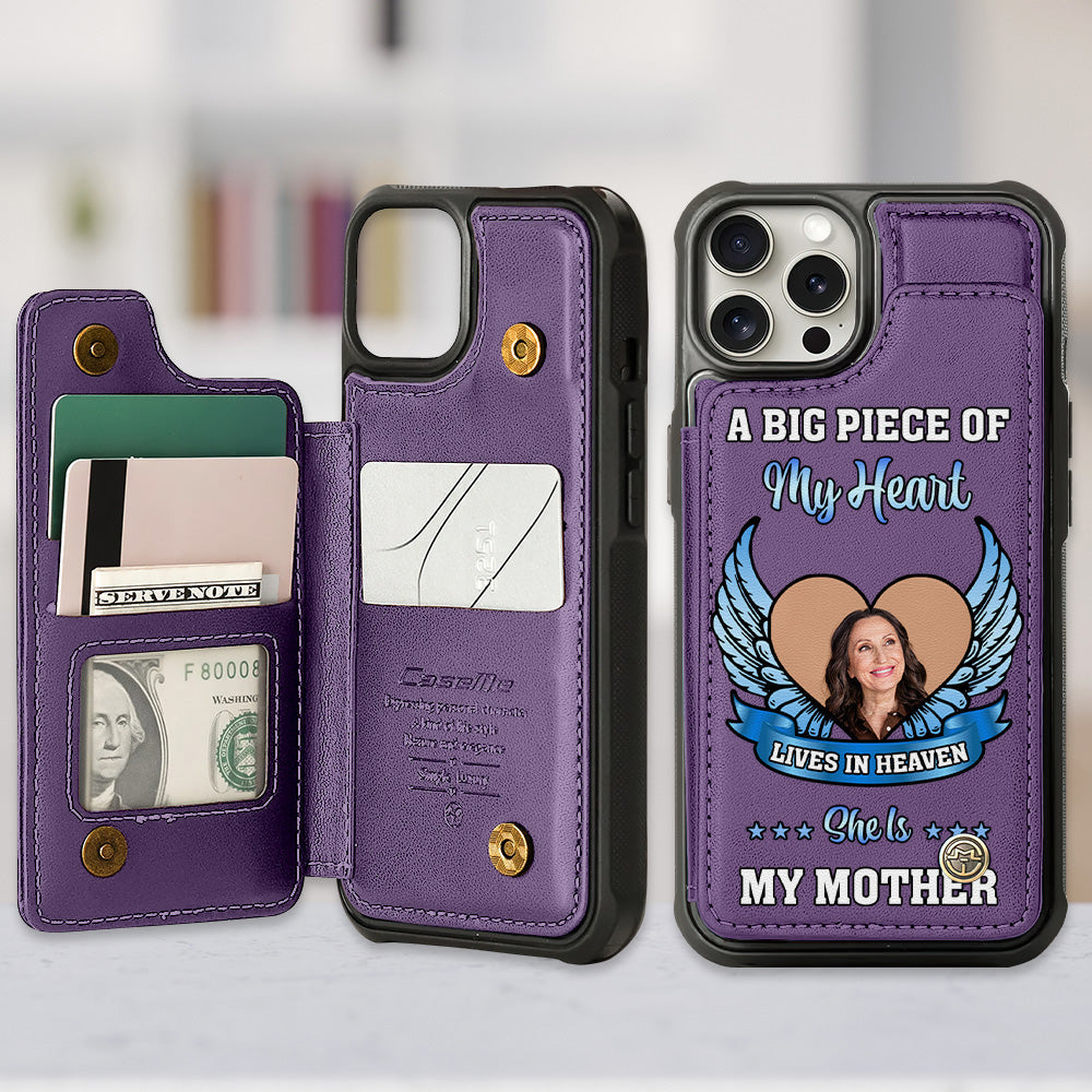 Custom Photo Gift For Mom Leather Flip Wallet Phone Case Heaven Memorial 02XQMH220225-Homacus